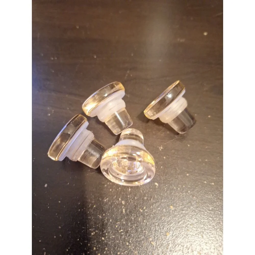 Set of 4 Rose Colored Glass Bottle Stoppers Wine Corks Bar Kitchen Deco